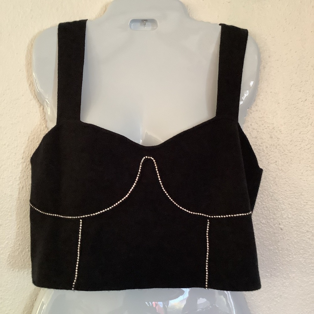 On 12th Womens Blouse Medium Black Crop Top